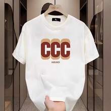 Camiseta de manga corta para hombre, novedad de verano 2025, de marca de moda, estilo pesado, camiseta negra de manga corta para adolescentes. 4ZEU - 250 g de algodón puro - blanco 3C - Ver 1