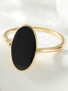 Minimalist Luxury Oval Ring, Personalized For Daily Commute And Party Wear - Black - View 9