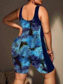 Swim Lushoire Traje de baño de una pieza con estampado floral, estilo vacacional para tallas grandes - Multicolor - Ver 2