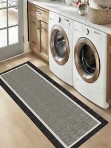 1pc Diatomaceous Earth Kitchen Mat, Dark Gray With Beige Thin Frame And Black Gray Outer Edge, Absorbent Non-Slip Stain-Resistant, Decorative Foot Mat For Kitchen, Bathroom, Entryway, Living Room, Hallway, Anti-Slip Door Mat - Multicolor - View 10
