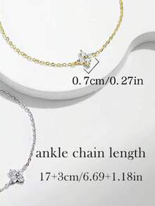 1 chiếc vòng chân bạc S925 đính đá Cubic Zirconia tổng hợp hình hoa, đa năng, thời trang, thích hợp đeo hàng ngày/đi nghỉ mát/Ngày Valentine/Sinh nhật/Ngày của Mẹ, quà tặng phù hợp cho nữ, ít gây dị ứng. - Bạc - Xem 3