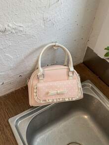 Contrast Color Handbag, New Arrival Patchwork Shoulder Bag, Commuting Crossbody Bag - Pink - View 4
