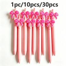 1/10/30 chiếc bút bi hình nơ, bút bi gel rút kiểu cổ điển dễ thương, bút mực dung lượng lớn màu hồng, quà tặng ngày Valentine, đám cưới, sinh nhật cho phụ nữ, đồ dùng văn phòng phẩm trường học. - Nơ hồng - Xem 1