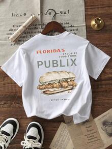 Camiseta de mujer de manga corta, cuello redondo, de corte holgado, con estampado de eslogan, nueva para el verano. Prenda de vestir casual y de moda, adecuada para uso diario y vacaciones. Camiseta de mujer. Blanco,Playera Gráfica Oversized Mujer Verano Casual - Blanco - Ver 5