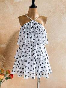 Nuevo vestido elegante y romántico para invitados de boda, de unicolor, con espalda descubierta, multicapa con volantes de gasa, minivestido, adecuado para estilo bohemio, boho, flores románticas, vacaciones, fiestas florales, citas, San Valentín, - Multicolor 2 - Ver 3