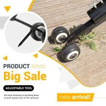 1pc Black Outdoor Puller With Adjustable Roller, Suitable For Garden, Vegetable Patch And Multiple Terrains, No Bending Required - Straight Hook Style - View 3