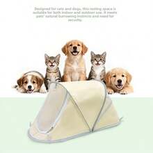 Suministros para salir con mascotas, Jaula para mascotas, Jaula, Jaula para gatos, Carpa plegable para mascotas, Portátil, Adecuado para acampar en interiores y exteriores de cachorros y gatitos, Salidas al aire libre, Cabañas, Nidos, Jaulas - Beis - Ver 4