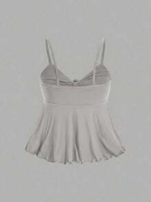 MOD Camisola de mujer con cordones de unicolor, multipaquete, estilo bohemio, adecuada para atuendos de playa, looks de vaquera occidental, blusas casuales, fiestas rave, festivales de música country - Gris - Ver 6