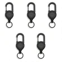 Carrete retráctil de cordón resistente con mosquetón, llavero de cable de acero, accesorio para deportes al aire libre - Multicolor - Ver 9