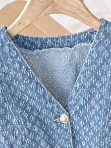 Vestido vaquero de mujer de moda casual con cuello en V y abotonadura sencilla - Lavado ligero - Ver 5