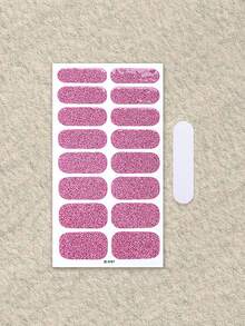 Pegatina de uñas de gel sin hornear de color rosa coral, película de aceite para uñas impermeable, pegatina de unicolor verde cebolla en polvo, pegatina de degradado de salto de color completo - Rosa Pálido - Ver 3