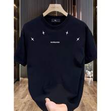 [10% de Descuento]Tienda Outlet: Camiseta de Manga Corta Estilo Americano, Corte Holgado, Cuello Redondo - Negro - Ver 4