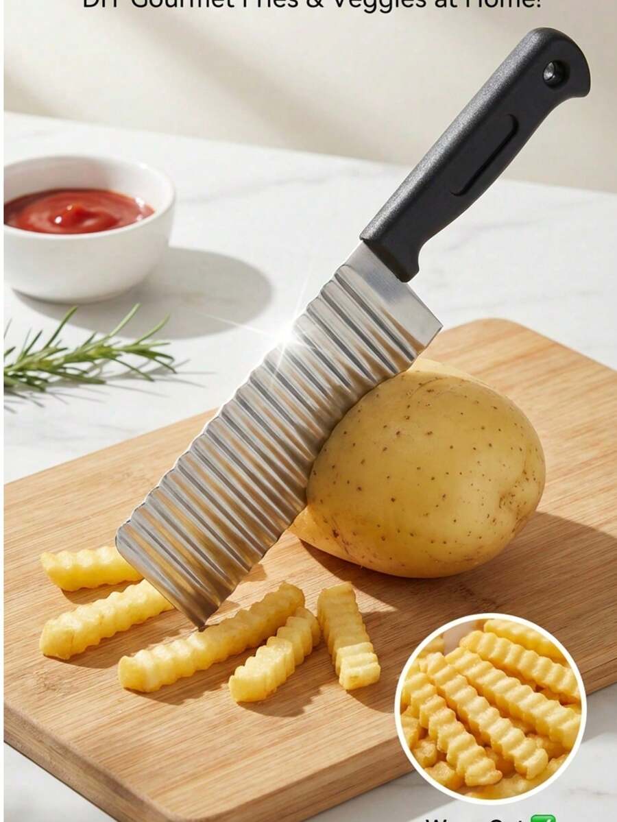 1pc Stainless Steel Deep Wave Potato Wavy Knife, Household Wavy Fry Cutter Slicer