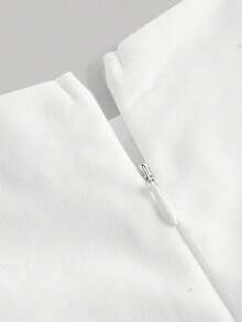 MOD Vestido plisado de color negro sólido para damas - Blanco - Ver 4