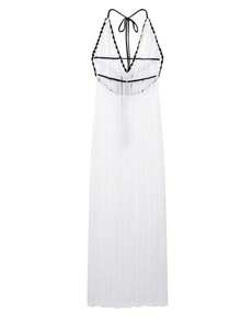 New Fashionable Temperament With Open Straps And Slightly Transparent Design Deep V-Neck Dress - White - View 1