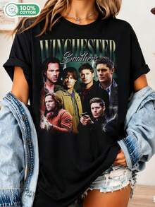 Vintage Winchester Brothers T-Shirt, Gift For Women And Men, Unisex T-Shirt............_ - Black - View 6
