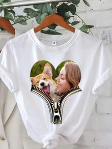 Camiseta personalizada con foto y texto, camiseta personalizada con foto de un amigo, camiseta con imagen personalizada, camiseta de cumpleaños con foto, regalo de vacaciones, camiseta con foto familiar - Blanco - Ver 9