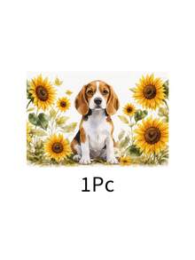 1 pieza Mantel individual de lino con estampado de perro, tapete para desayuno, posavasos de café, base para tazón, accesorio de cocina, fácil de limpiar, apto para el hogar, restaurante, decoración del comedor, regalo festivo, regalo para amigos, juego de múltiples piezas - Multicolor - Ver 16