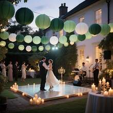 15pcs Elegant Sage Green Paper Lanterns, Boho Jungle Theme Party Decor, Multi-Size, New Year Decoration, New Year Lanterns, Suitable For Wedding, Holiday Party, Bridal Shower, Outdoor Events, Ceremony, Birthday, Anniversary, Graduation - No Frame, No Power Needed, No Feathers, Paper Lantern Decor. - Model E - View 10
