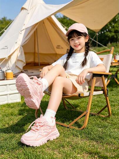 1 par de zapatos deportivos con cierre de gancho y bucle con degradado de color, adecuados para niñas, estudiantes, actividades al aire libre, senderismo, correr, uso casual, apropiados para primavera y otoño