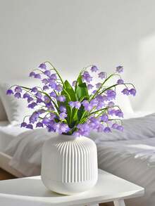 1pc New Nordic Creative Vase Decor, Crafts Ornament Flower Pot Dry/Fresh Flower Decoration, Imitation Ceramic Plastic Container (Flowers Not Included) - White - View 7