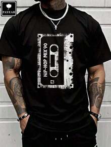 Hip Hop Rap Mixtape Cassette DJ Retro 90s Vintage Cassette Heavy Cotton T-Shirt - Black - View 7