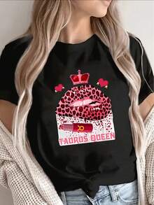 Camiseta de manga corta ligera y duradera con un estampado de reina de tacos mexicana y un llamativo estampado de leopardo rosa, perfecta para descansar en casa o salir a comer, convirtiéndola en una opción de moda para mujeres - Camiseta de manga corta de algodón holgada unisex de estilo vintage urbano con cuello redondo blusas para mujer. blusas.blusas casuales para dama. - Negro - Ver 1