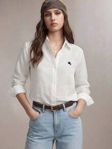 Blusa de mujer con ribete de encaje de color contrastante y cintura ajustable, adecuada para oficina, viajes, negocios, lugar de trabajo, ocasiones sociales, ceremonia de graduación, elegante transporte urbano, uso casual diario, estilo retro de los 90, invitada de boda, dama de honor, anfitriona, salir, citas, fiestas, reuniones, viajes de ocio, festivales de música en el campo, atuendo sencillo, brunch, té, atuendo de aeropuerto - Blanco - Ver 6