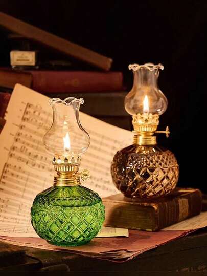 1 pieza Lámpara de aceite vintage grande, lámpara de queroseno de vidrio retro, iluminación de emergencia interior, lámpara de huracán, decoración interior, decoración de jardín, pantalla de lámpara, regalo de abuela, decoración de Ramadán, artículo esencial de viaje, regalo de Navidad para hombres, decoración del hogar