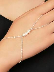 1 chiếc vòng tay bạc đính 3 viên ngọc trai, thích hợp đeo hàng ngày, dự tiệc, đám cưới, đi nghỉ mát và đi biển. - Bạc - Xem 1
