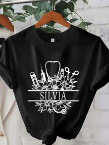 Camiseta Personalizada de Enfermera, Camiseta de Corazón de Enfermera, Camiseta de Enfermería Personalizada, Regalo de Graduación de Enfermería, Camiseta de Enfermería, Regalos para Enfermeras, Camiseta de la Semana de la Enfermera - Negro - Ver 6
