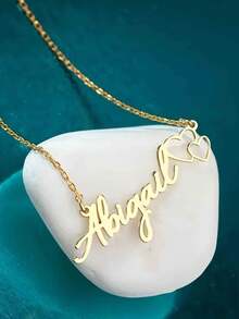 [Custom Necklace] Customized Necklace, Elegant Customized Heart Name Necklace - Personalized Double Heart Pendant, Fashionable Accessory, Perfect Gift For Valentine's Day And Everyday - Multicolor - View 3