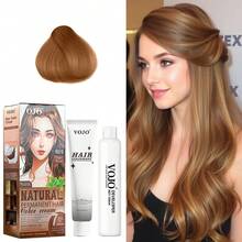 Tinte para el cabello semipermanente, agente colorante de 100 ml y 100 ml, fácil de aplicar, coloración del cabello, tonos vibrantes, tinte para el cabello vegano nutritivo - Light Brown - Ver 3