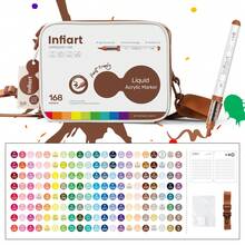 Infiart 直涂式丙烯马克笔,提供 48/72/120/168/240/288 色可选,1-5mm 灵活笔尖,高容量自动上墨,高覆盖力,不渗色,不透明,适用于纸张/布料/陶瓷/玻璃等多种材质,附赠收纳袋和色卡,是插画、素描、日记、学生艺术创作和 DIY 的理想之选。 - 彩色 - 查看 15