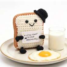 1 Stück Brot mit Hut ist ein interessantes Verlobungsgeschenk für Paare, Bräute und Bräutigame, ein kuschiges Hochzeitsgeschenk mit Handarbeit, und ein Verlobungsgeschenk für Herr und Frau - eine liebevolle Heimdekoration und Kartenersatz. - Verschiedenfarbig - Übersicht 2