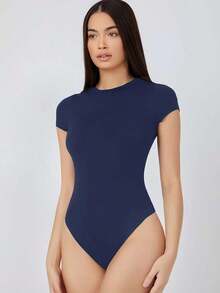 BASICS Body ajustado de color liso - Azul marino - Ver 7