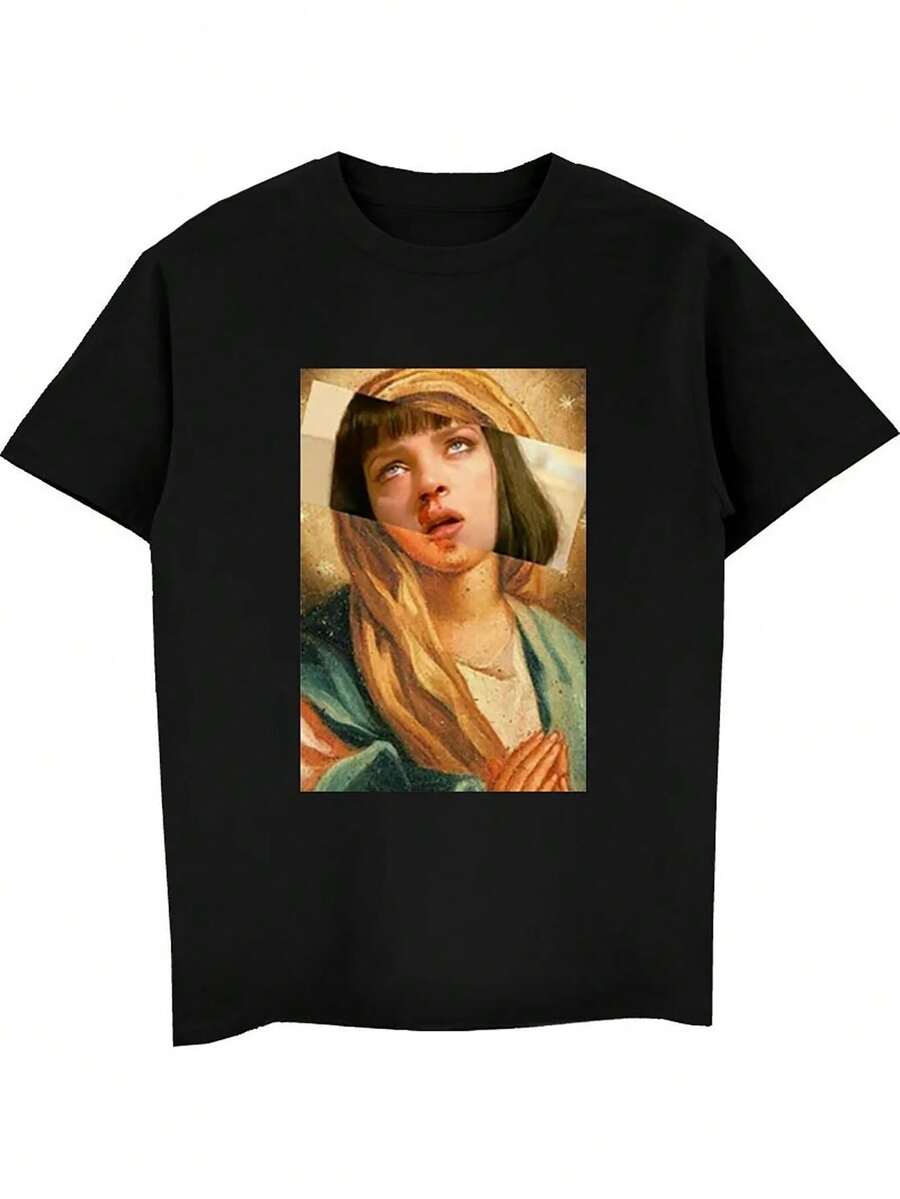 Camiseta Harajuku para Hombre - Estilo Mia Wallace de Pulp Fiction, Camisetas Divertidas y Originales Verano 2020 - Negro - Ver 1