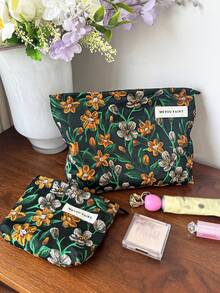 MEYOU FAIRY AGG Women's Fresh Style Makeup Bag, Inner Pouch, Portable Travel Toiletry Bag, Handbag, Multi-Functional Skincare Storage Bag, Women's Sanitary Pad Storage Bag, Gift For Mom Or Girlfriend, Student Pencil Case - Multicolor - View 3