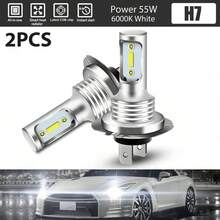 2pcs H7 LED Car Headlight Bulb Kit, High/Low Beam, 80W, 6000K, Bright - 1860 - View 2