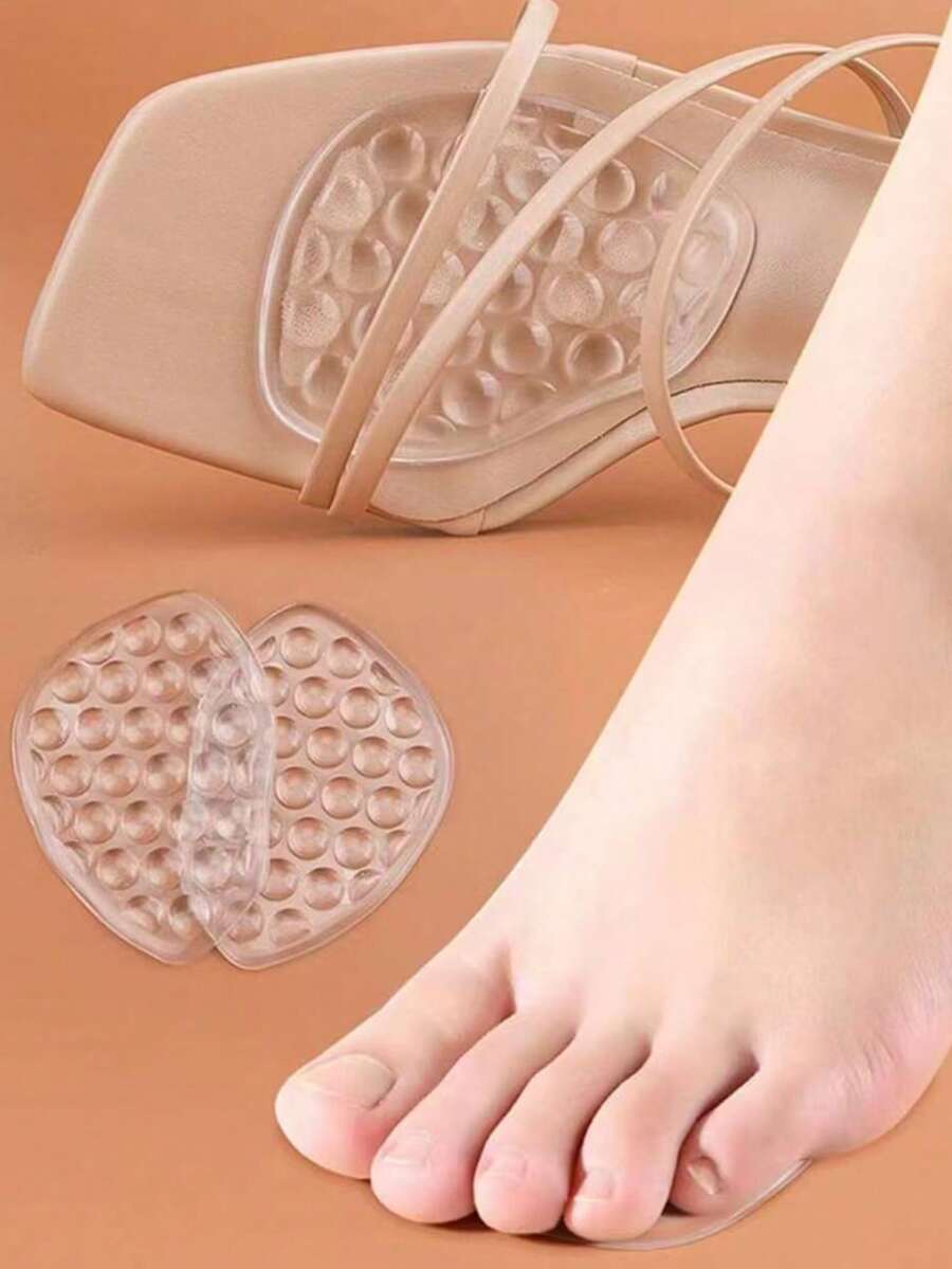 1 Pair Granular Forefoot Pads For High Heels, Comfortable Soft And Relieve Fatigue For Long-Time Wearing - Clear - View 1