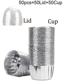 25/50 chiếc giấy lót bánh cupcake màu bạc, cốc muffin dùng một lần, giấy bọc cupcake chống dầu mỡ và chịu nhiệt với viền xếp nếp, cốc muffin bằng nhôm, khuôn nướng, khay đựng đầu phun trang trí cupcake bằng nhôm, thích hợp cho khay nướng, nhà hàng, xe bán thức ăn, tiệm bánh, bánh phô mai, bánh brownie, bánh pudding, tiệc cưới và sinh nhật, dụng cụ nướng lò nướng nhiệt độ cao, Giáng sinh, Halloween. - Bạc - Xem 10