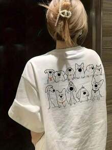 Graphic Short-Sleeve T-Shirt, Casual T-Shirts For Women, Cotton T-Shirts, Summer Tops For Women, Fun Print T-Shirts For Women, Soft And Comfortable T-Shirts For Everyday Wear, Daily Gift, T-Shirt. Summer Top For Women. - 白色 - 查看 3