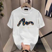 Camiseta estampada de manga corta de algodón puro para hombre, de marca europea y americana de moda, nueva colección de verano, camiseta unisex versátil de cuello redondo para hombre. 1CXY - 200 g de algodón puro - blanco - Ver 2