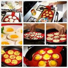 1pc 7-Cavity Silicone Egg Mold Non-Stick Round Cake Mold, Tool For Making Perfect Breakfast - Red - View 4