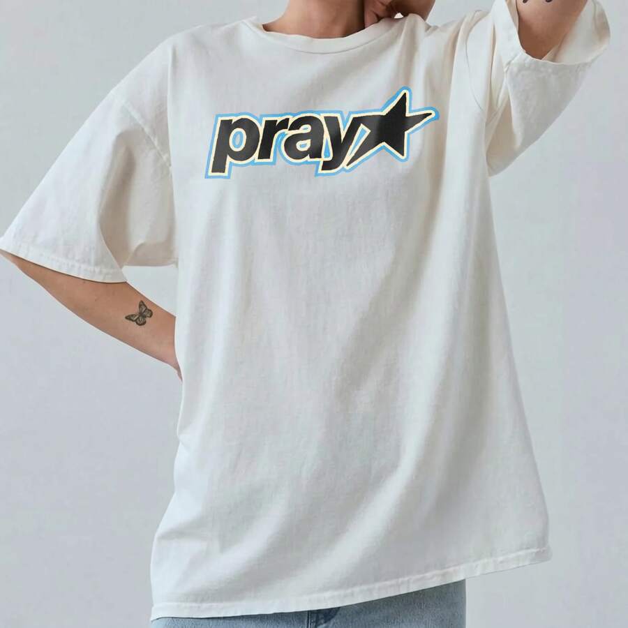 1 Piece Unisex Loose Fit Short Sleeve T-Shirt, 180g, Crew Neck, 100% Pure Cotton, Designed By Y2K Artists In The Bababask Style, Casual And Versatile, With Celebrity Print, Ideal For Urban Style, Daily Outings, Camping, Concerts And Hip-Hop, Rock And Rap Events, Perfect For Festivals, Autumn And Year-Round Wear, Special Offer On Plus Sizes For Women - 白色4 - 查看 1