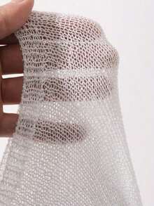 Cubrecuerpo de punto calado con hombros caídos para mujer, transparente y veraniego - Blanco - Ver 6