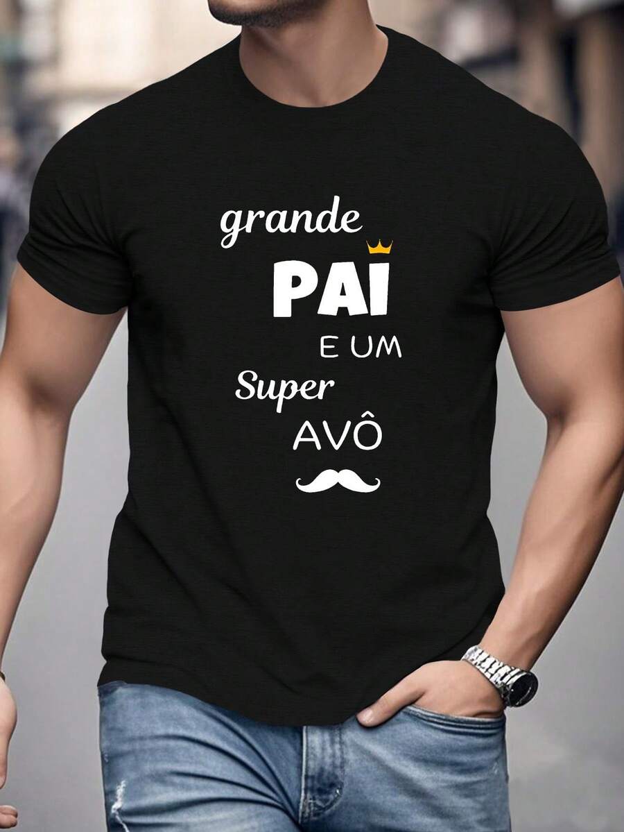 Camiseta Divertida para Pai Português - Camiseta Gráfica do Avô Celestial - Camisa Casual Azul Royal para Presentes de Dia dos Pais - Camiseta de Verão Lavável para Novos Avôs e Avôs Orgulhosos, Presente para o Avô no Dia dos Pais, Design Engraçado, Construção Durável - Preto - Ver 1