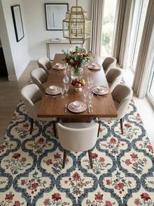 1pc Rug, Carpet, Area Rug, Door Mat, Runner, French Romantic Floral Striped Bohemian Style Area Rug - Large Size Carpet For Bathroom, Kitchen, Entryway, Hallway, Bedside, Living Room, Bedroom, Washable And Suitable For All Seasons, Home Decor - Multicolor - View 5