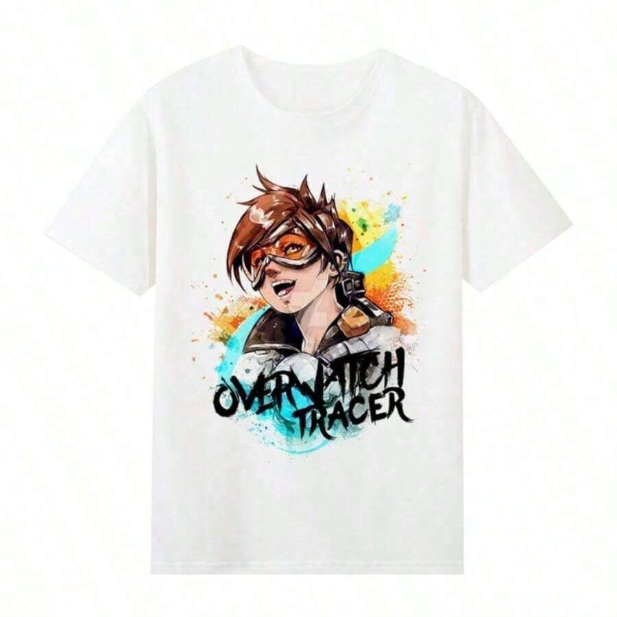 Cute Unisex Premium Casual T-Shirts, COOL SUMMER 2025, Luxury Short Sleeve T-Shirts For Men And Women, Soft Cotton Loose Fit Clothing, Novelty, Luxury Summer T-Shirt For Men With Graphic Print - 白色 6 - 查看 1
