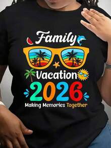 Camiseta de manga corta para vacaciones en familia 2026, para crear recuerdos juntos en un viaje de verano a la playa. Es una camiseta perfecta para regalar a amigos y familiares en cualquier día festivo u ocasión especial. Camiseta para el verano. - Negro - Ver 7